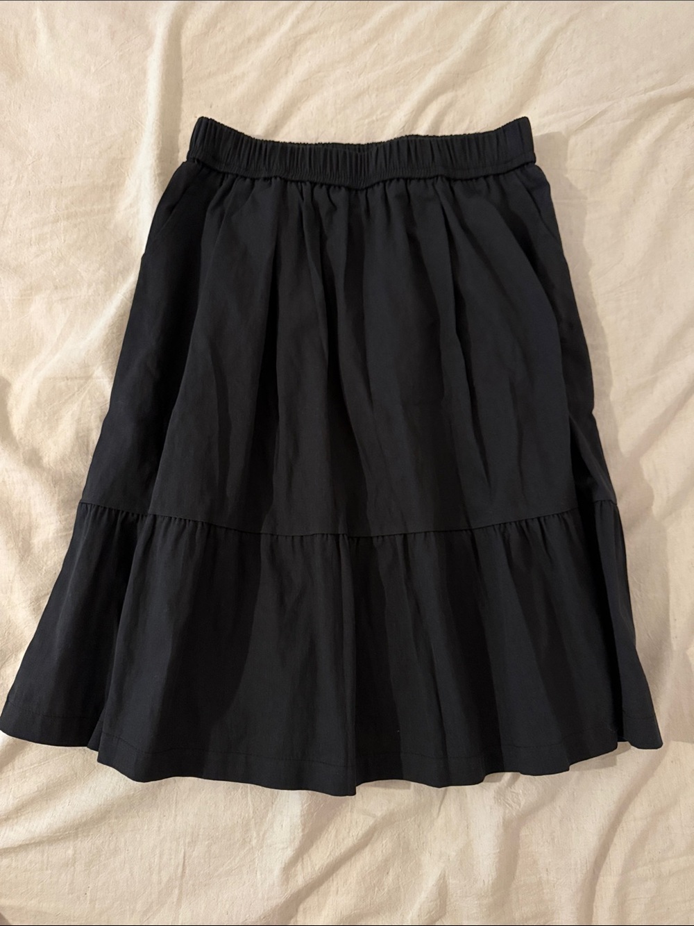 Black tiered knee length skirt